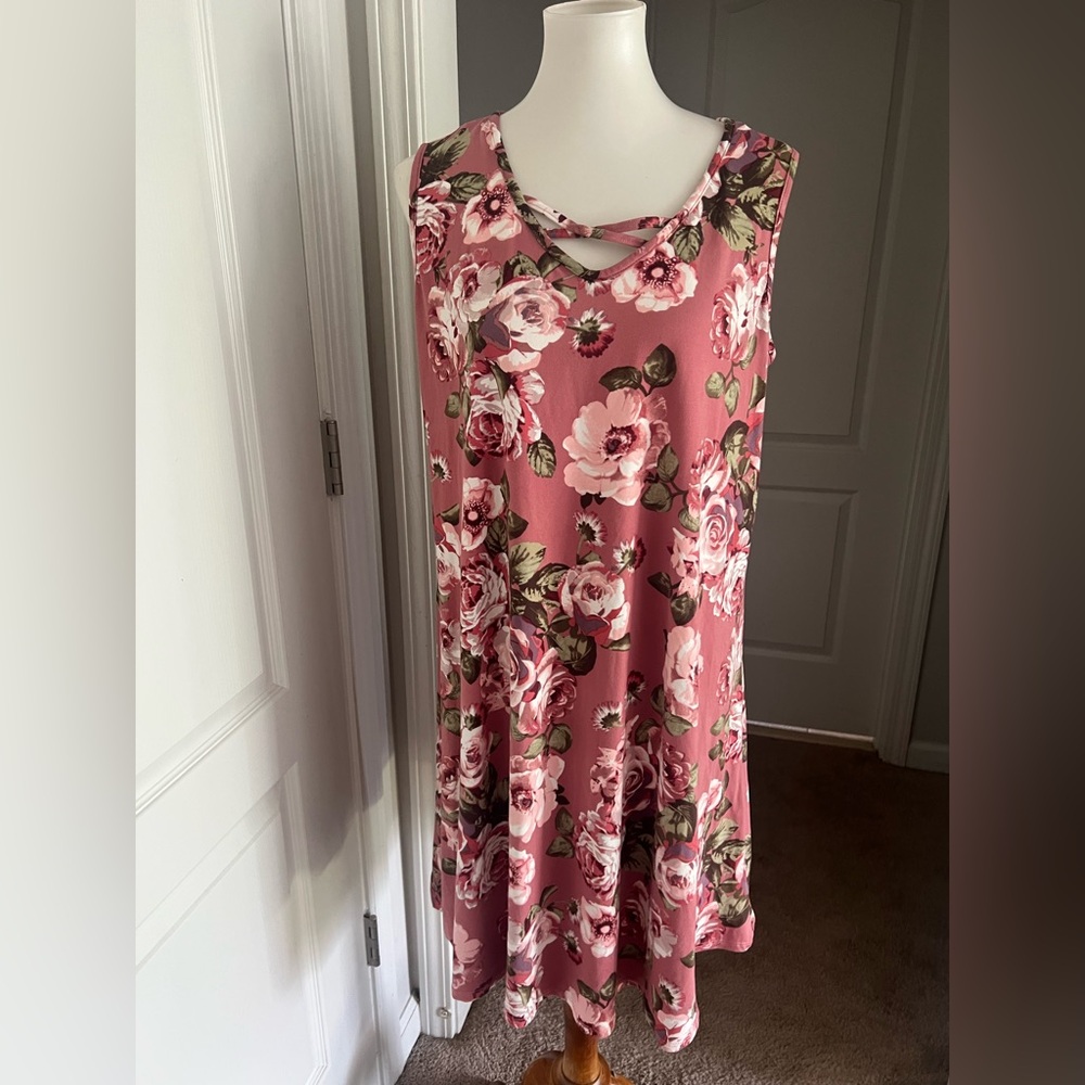Floral Pink Dres Plus Size
